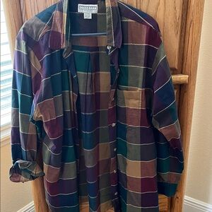 Dressbarn Women’s Colorful Plaid Long Sleeve Shirt